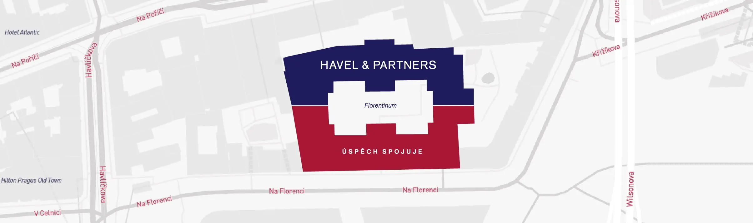 Náhled mapy s hlavním sídlem Havel & Partners Praha – Florentinum